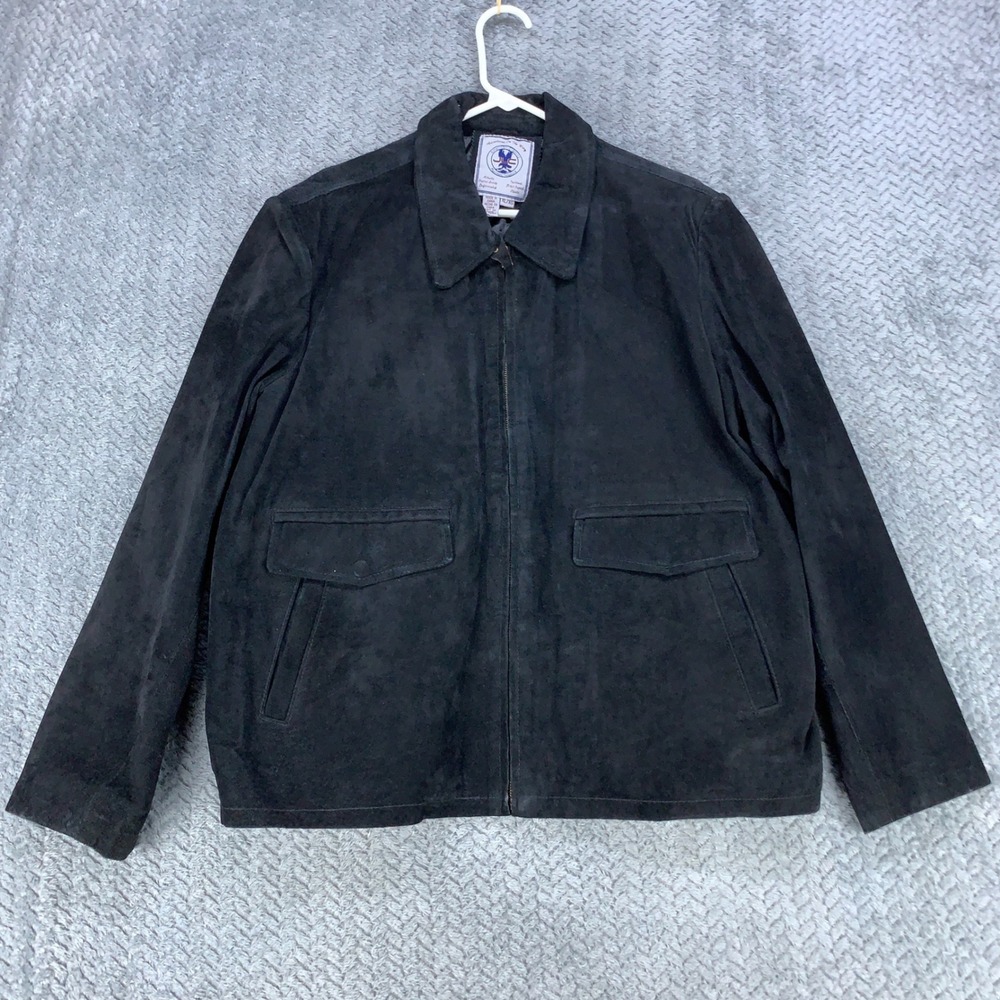 JLC American Classics Suede Jacket Women XL Black Quilted Lined Full Zip Pockets